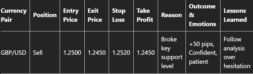 forex trading journal